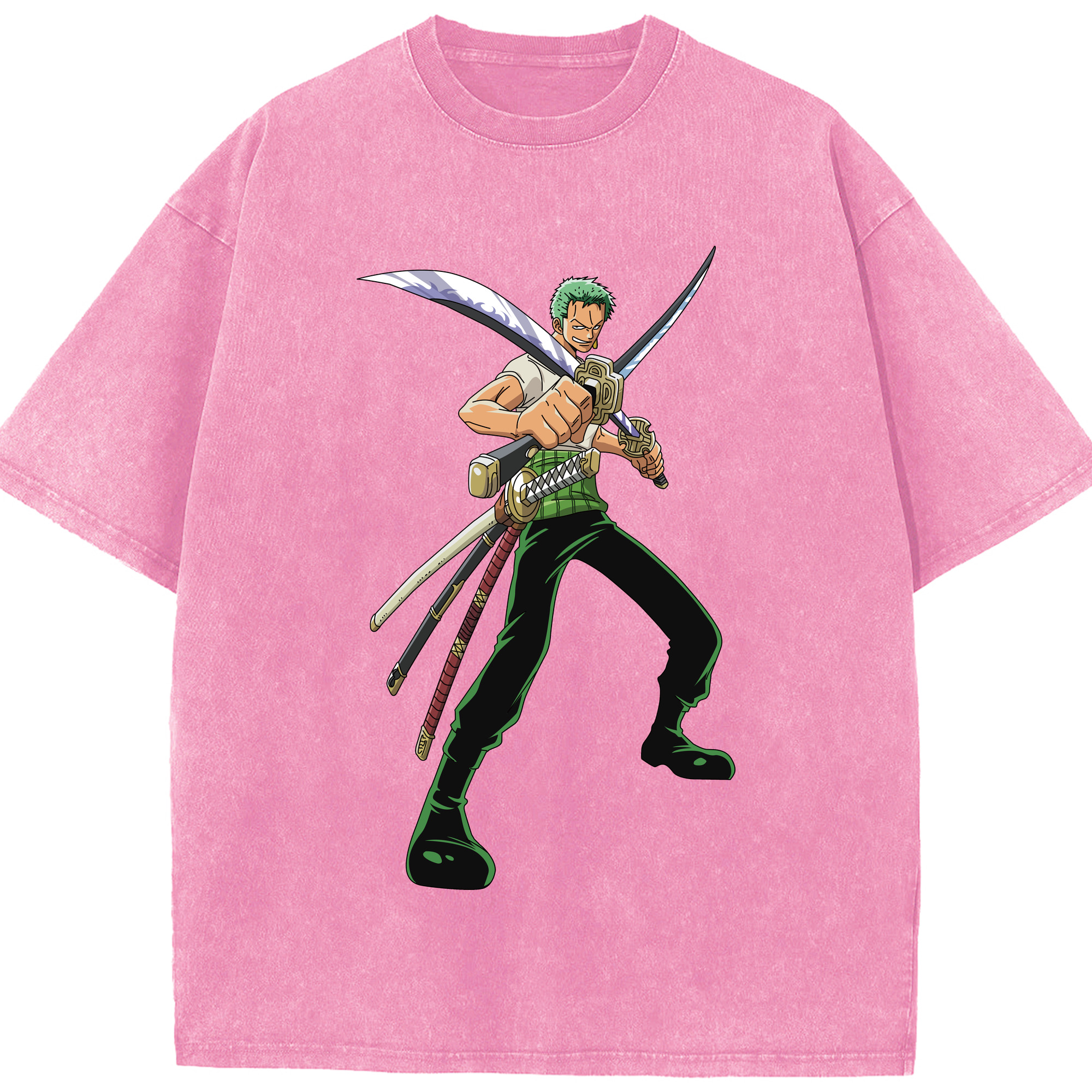 ワンピース ロロノア・ゾロ ONE PIECE Roronoa Zoro 綿100% ヴィンテージ風 半袖Tシャツ（フロントプリント）